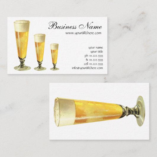 ヴィンテージ高霜の降りた荷車を引くビール、アルコール飲料 名刺 (正面/裏面)