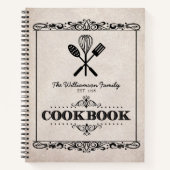 ヴィンテージ高齢者紙ファミリークックブック ノートブック (正面)