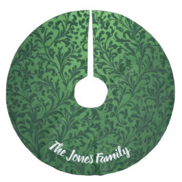 ヴィンテージ魅力的の葉の緑のクリスマスグリーン ブラッシュドポリエステルツリースカート