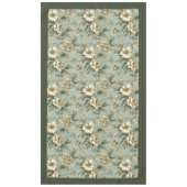 ヴィンテージ魅力的ほこりまみれの緑と金ゴールドの花 テーブルクロス (正面)