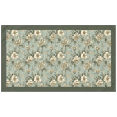 ヴィンテージ魅力的ほこりまみれの緑と金ゴールドの花 テーブルクロス (正面(横))