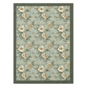 ヴィンテージ魅力的ほこりまみれの緑と金ゴールドの花 テーブルクロス (正面)