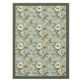 ヴィンテージ魅力的ほこりまみれの緑と金ゴールドの花 テーブルクロス