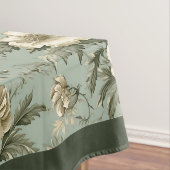 ヴィンテージ魅力的ほこりまみれの緑と金ゴールドの花 テーブルクロス (インサイチュ)