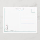 ヴィンテージ魅力的イースターバニーと子ども ポストカード (裏面)