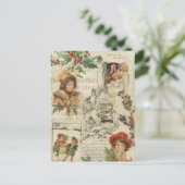 ヴィンテージ魅力的クリスマスエフェメラコラージュ シーズンポストカード (スタンド正面)