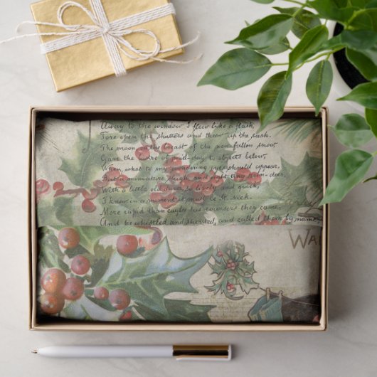 ヴィンテージ魅力的クリスマスエフェメラコラージュ 薄葉紙 (ギフト)