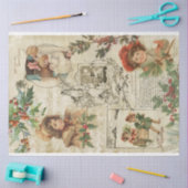 ヴィンテージ魅力的クリスマスエフェメラコラージュ 薄葉紙 (クラフト)