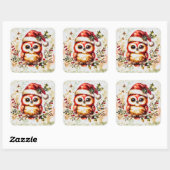 ヴィンテージ魅力的クリスマスフクロウ スクエアシール (シート)