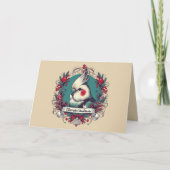 ヴィンテージ魅力的コッカティエルホリデーリースペットバード カード (正面)