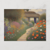 ヴィンテージ魅力的コテージ造油画 ポストカード (正面)