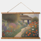 ヴィンテージ魅力的コテージ造油画 吊り下げ型タペストリー (正面)