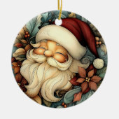 ヴィンテージ魅力的サンタクリスマスカスタマイズ セラミックオーナメント (正面)