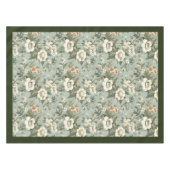 ヴィンテージ魅力的ソフトパステルグリーン白い花 テーブルクロス (正面(横))