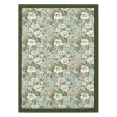 ヴィンテージ魅力的ソフトパステルグリーン白い花 テーブルクロス (正面)