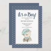 ヴィンテージ魅力的テディベアのベビーシャワー 招待状 (正面/裏面)