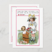 ヴィンテージ魅力的バレンタイン シーズンポストカード (正面/裏面)