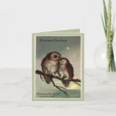 ヴィンテージ魅力的ロマンチックなクリスマスカードとフクロウ シーズンカード (正面)