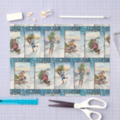 ヴィンテージ魅力的冬の天使たち 薄葉紙 (クラフト)