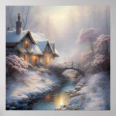 ヴィンテージ魅力的冬の日の風景アート ポスター (正面)