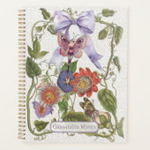 ヴィンテージ魅惑の妖精のガーデンパープルボウの花 プランナー手帳 (正面)