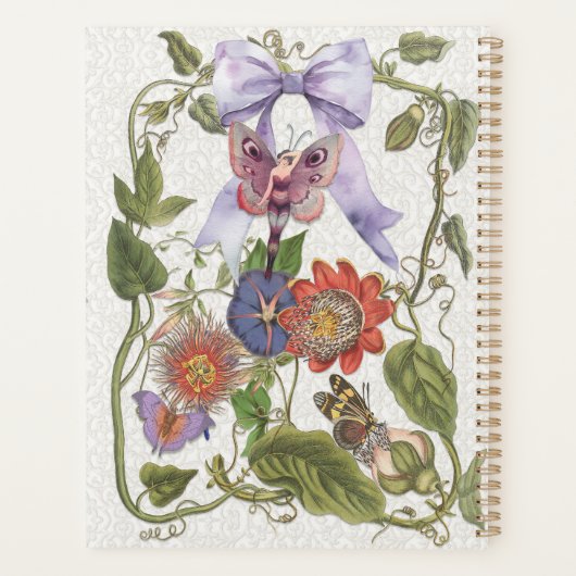 ヴィンテージ魅惑の妖精のガーデンパープルボウの花 プランナー手帳 (裏面)