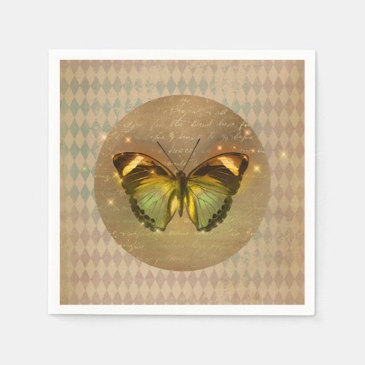 ヴィンテージ魅惑の蝶 スタンダードカクテルナプキン (正面)
