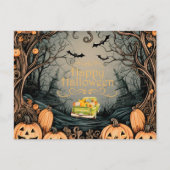 ヴィンテージ魅惑ハロウィーンの挨拶 シーズンポストカード (正面)