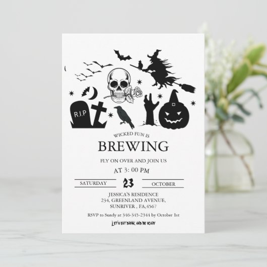 ヴィンテージ魔女おもしろいがハロウィーン大人パーティーを醸造している 招待状 (スタンド正面)