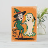 ヴィンテージ魔女および幽霊ハローウィンパーティ 招待状 (スタンド正面)