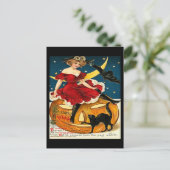 ヴィンテージ魔女かぼちゃハロウィーンの挨拶 ポストカード (スタンド正面)