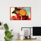 ヴィンテージ魔女とカボチャハローウィンパーティポスター ポスター (ホームオフィス)