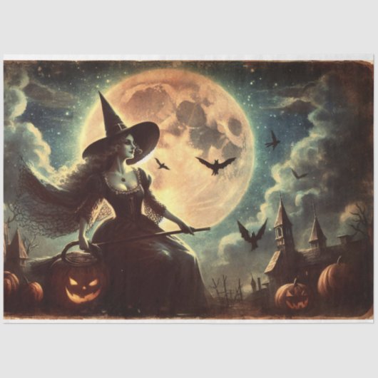 ヴィンテージ魔女とムーンハロウィーンデクページ 薄葉紙 (正面)