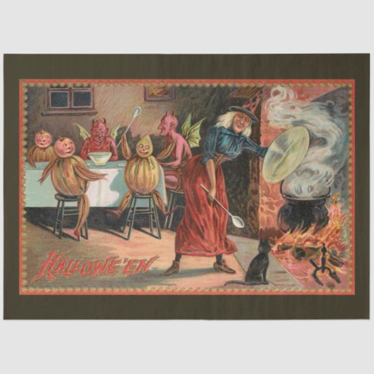 ヴィンテージ魔女と悪魔とのハロウィーンの饗宴 薄葉紙 (正面)