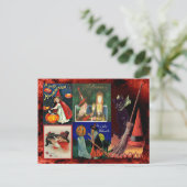 ヴィンテージ魔女と黒猫のコラージュ ポストカード (スタンド正面)