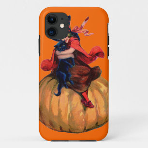 ヴィンテージ魔女と黒猫のiPhoneケース iPhone 11 ケース