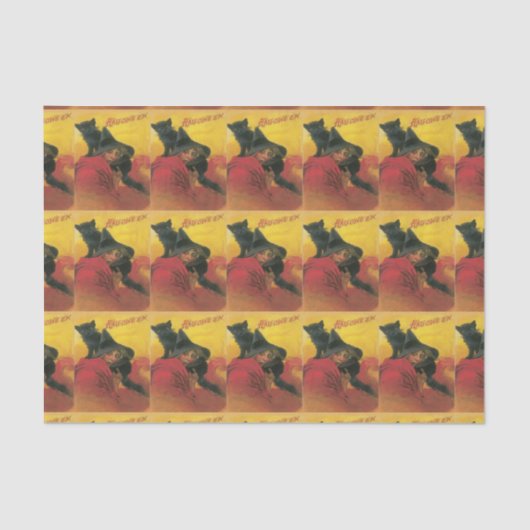 ヴィンテージ魔女と黒猫ティッシュペーパー 薄葉紙 (正面)