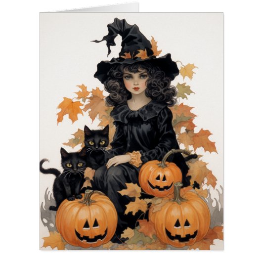 ヴィンテージ魔女と黒猫ハロウィン (正面)