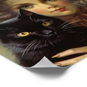 ヴィンテージ魔女と黒猫ハロウィーン ポスター (角)