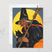 ヴィンテージ魔女と黒猫 ポストカード (正面/裏面)