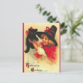 ヴィンテージ魔女と黒猫 ポストカード (スタンド正面)