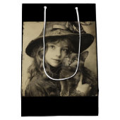 ヴィンテージ魔女と黒猫 ミディアムペーパーバッグ (裏面)