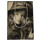 ヴィンテージ魔女と黒猫 ミディアムペーパーバッグ (裏面)