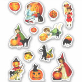 ヴィンテージ魔女ねこかぼちゃハロウィンセット シール (正面)
