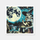 ヴィンテージ魔女のコールドロンハローウィンパーティ スタンダードカクテルナプキン (正面)