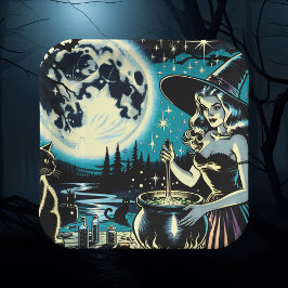 ヴィンテージ魔女のコールドロンハローウィンパーティ ペーパープレート