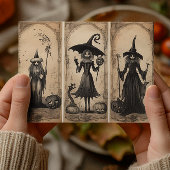 ヴィンテージ魔女の古いハロウィーンデコパージュ ポストカード