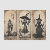 ヴィンテージ魔女の古いハロウィーンデコパージュ 薄葉紙 (正面)