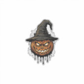 ヴィンテージ魔女の帽子パンプキンハロウィングラフィック_1 シール (正面)