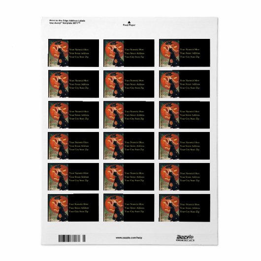 ヴィンテージ魔女カボチャとのハロウィーンの挨拶 ラベル (フルシート)